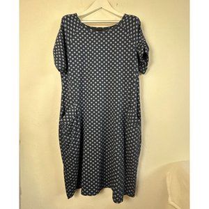 Luca Vanucci Womens Short Sleeve Polka Dot Midi Dress Navy Blue Pockets Casual
